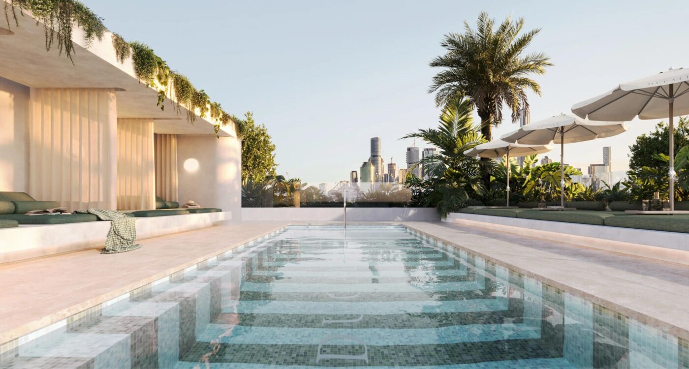 Ducale pool view over Brisbane city