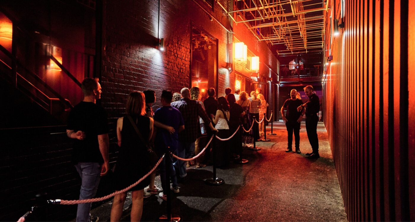 patrons waiting to enter Goros